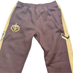 Coogi Y2K Track Pants Mens XXL Brown Side Stripe Crest Logo Streetwear Urban